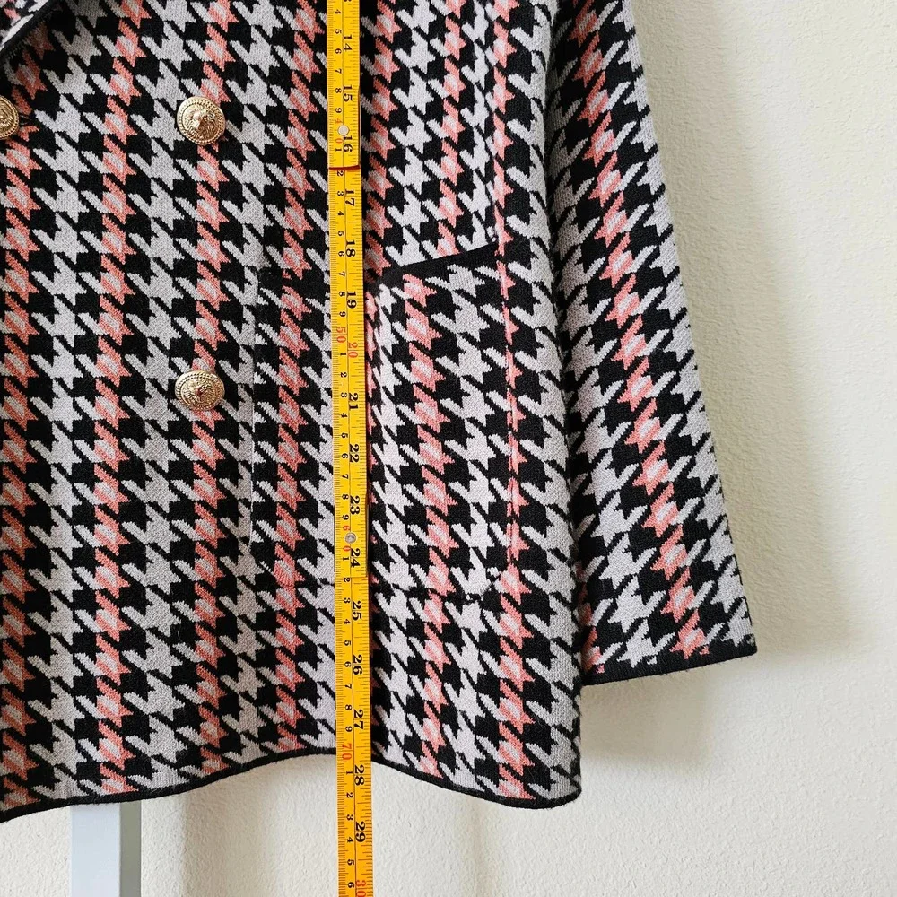 JOIE Women's Double Breasted Houndstooth Multicolored Button Blazer Sz L - Picture 13 of 13